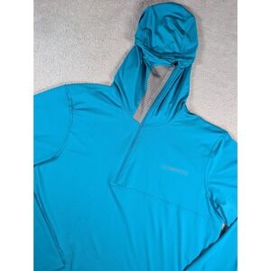 ExOfficio Mens Sol Cool Solstice 1/4 Zip Hoodie Blue XL ESCC-45 1011-2638